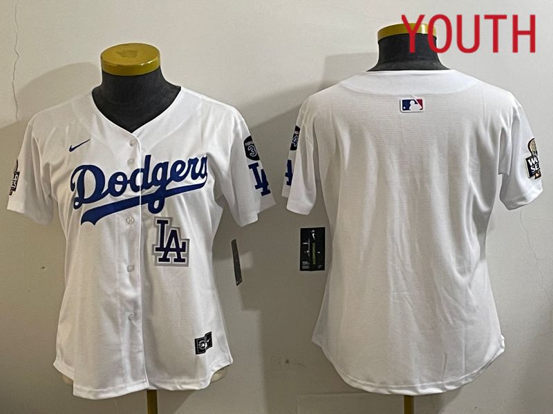 Youth Los Angeles Dodgers Blank White Game 2024 Nike MLB Jersey style 112121->youth mlb jersey->Youth Jersey